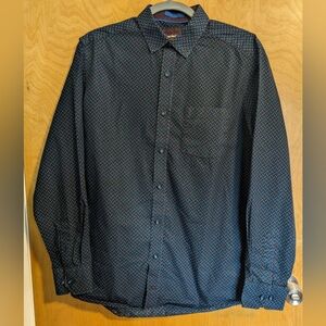 Johnston& Murphy Shirt Mens Medium Blue Squares Flip Cuff Button Up Long